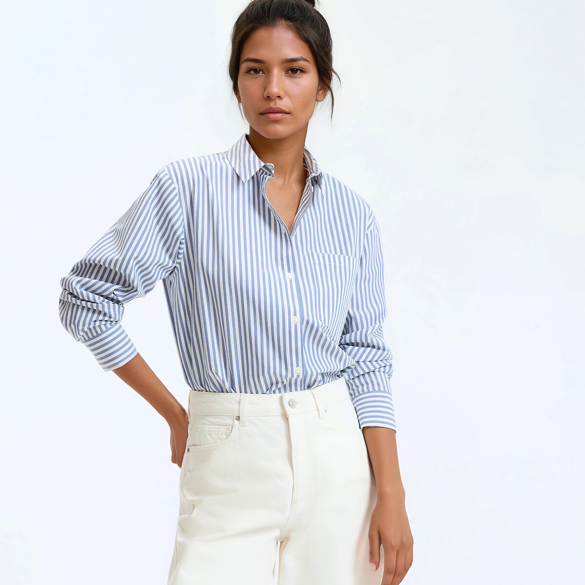 Signature Striped Cotton Blouse, Marlène | La Redoute (UK)