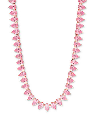 Lab-Grown Pink Sapphire 18" Tennis Necklace (35 ct. t.w.) in Rose-Plated Sterling Silver | Macy's