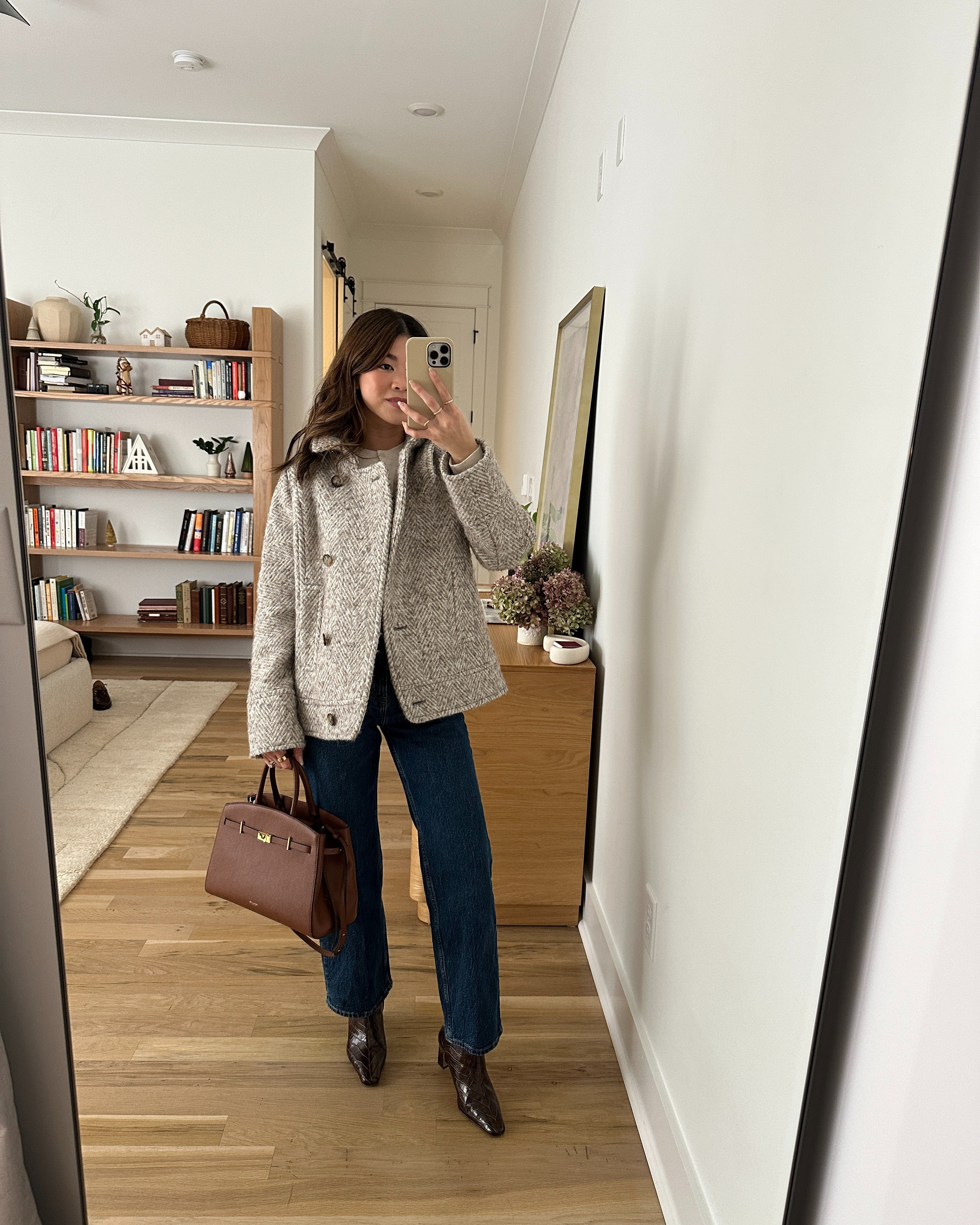 Sizing info: jeans size 23 short in dark wash, sweater size small, jacket size 2! 
petite fashion, get dressed with me, outfit inspiration, ootd, nashville outfit, Nashville influencer, petite style, vacation style, casual outfits, mom style, petite pants, winter dress, winter outfit, winter pants, winter outfit inpso, winter outfit idea, winter top, winter style, winter sweater, cozy sweater, cold weather sweater, cold weather outfit, winter bag, winter purse, denim, jeans, jacket, winter jacket, winter coat, trench coat, warm coat, 

 

#LTKootd #LTKmomlife #LTKPetite