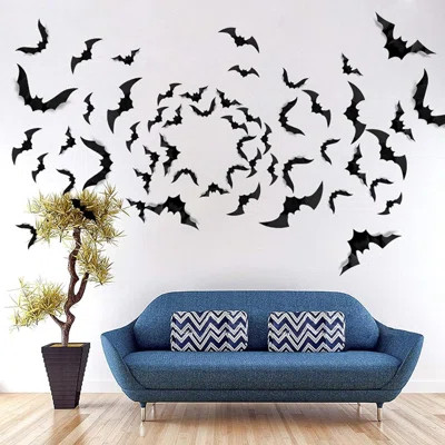 88 Pcs Halloween Decorations Indoor PVC 3D Scary Bats Wall Decor DIY Halloween Bat Decoration Stickers For Home Decor Bathroom Indoor Party Supplies | Wayfair North America