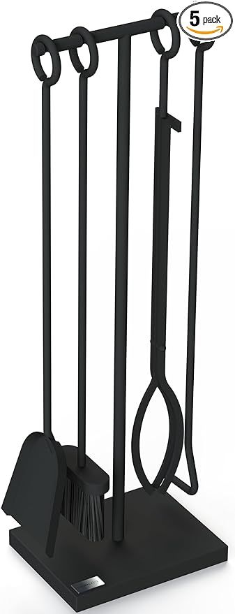 The Rack Co. - Black iron Fireplace tools set with metal base, 4 tools kit | Amazon (US)