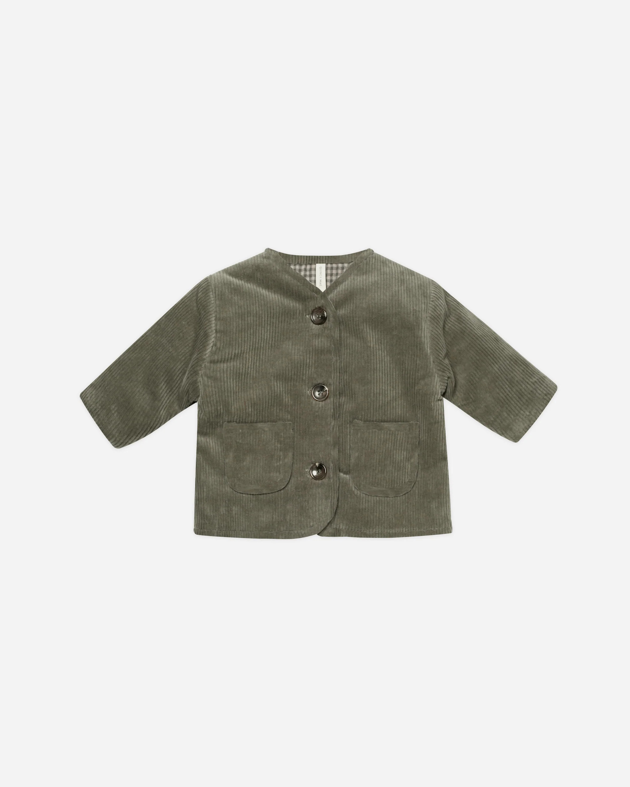 Quilted V-Neck Button Jacket || Forest | Rylee + Cru
