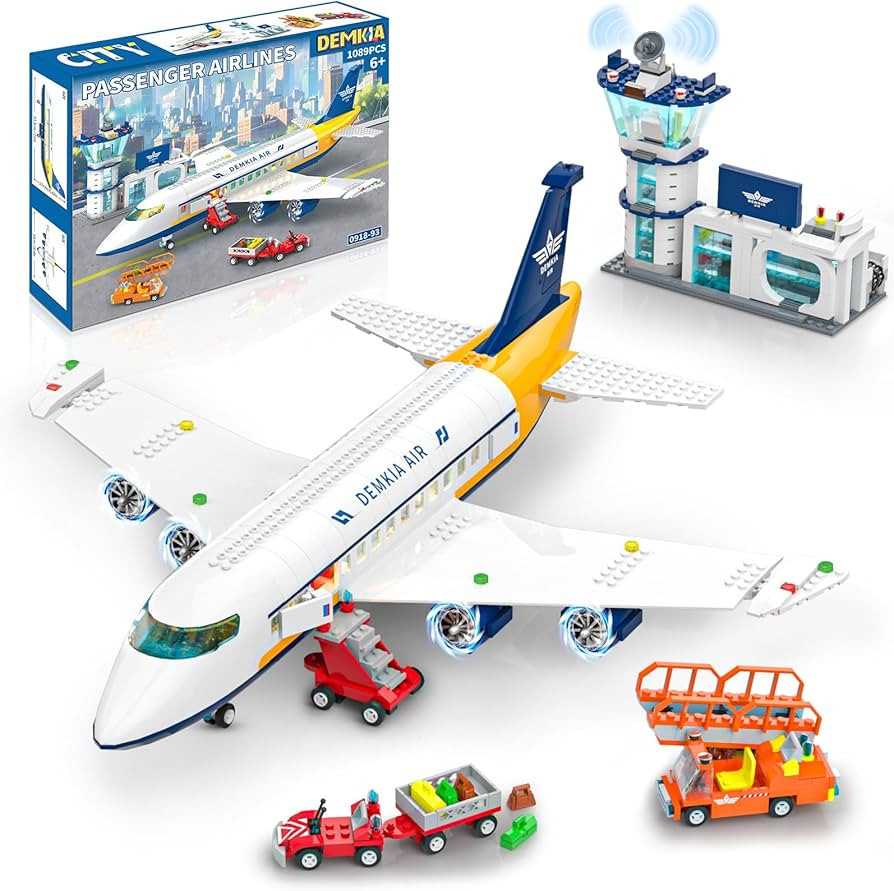 Large City Passenger Airplane Building Set with LED Light, 1089 PCS Toy Plane Building Blocks wit... | Amazon (US)
