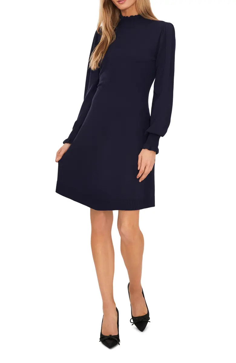 Mock Neck Long Sleeve Fit & Flare Sweater Dress | Nordstrom