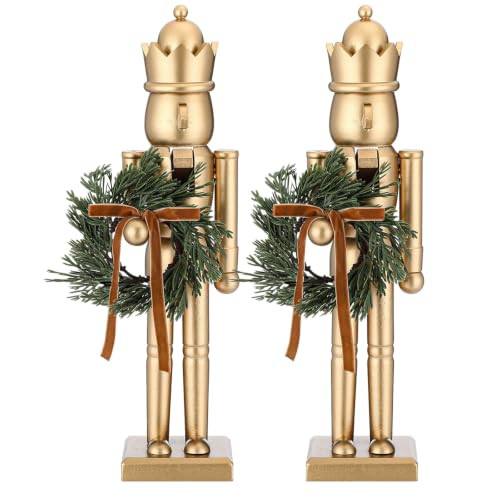 2 Pcs Gold Christmas Nutcracker 15'' Wooden Christmas Nutcracker Figure | Amazon (US)