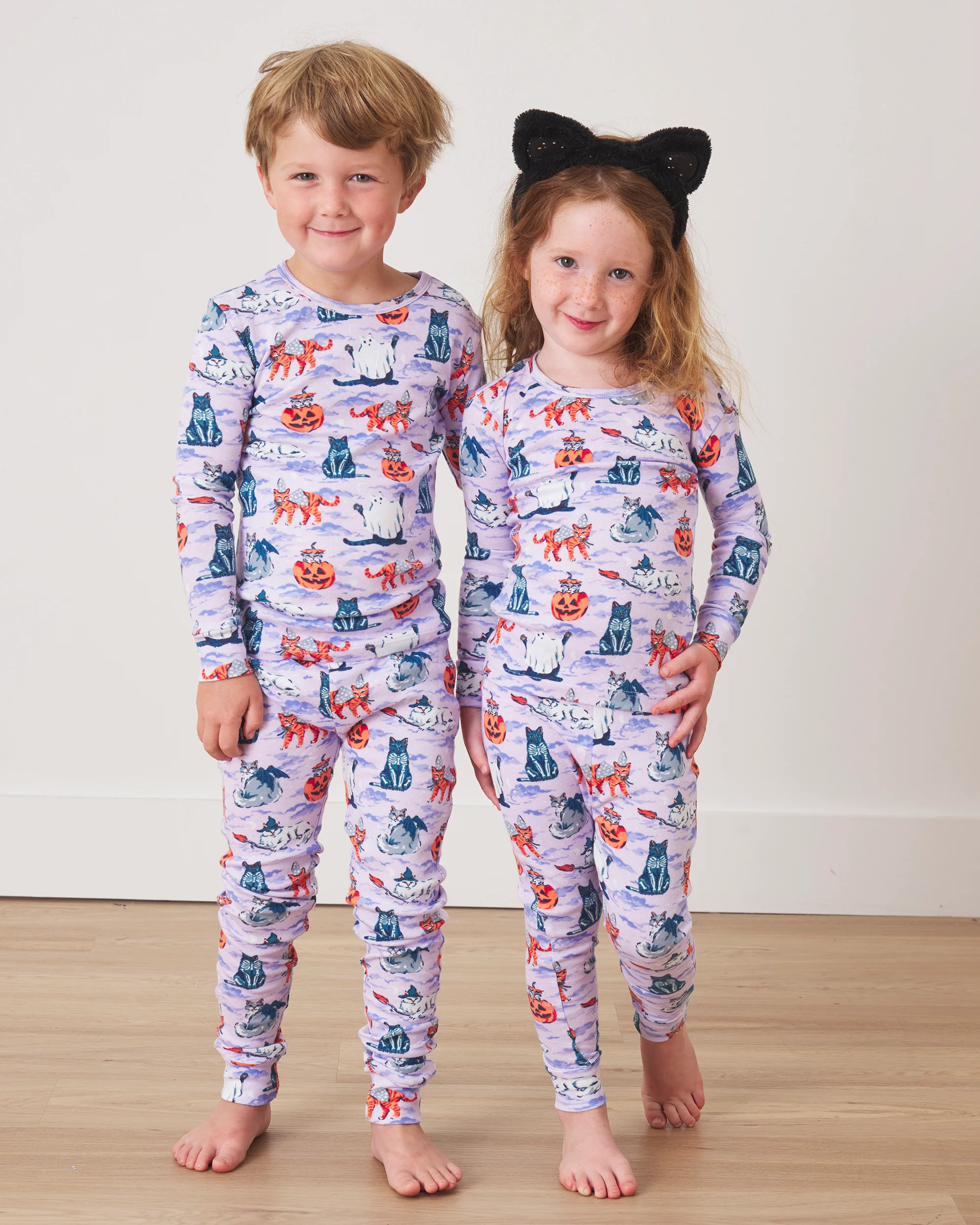 Halloween House Cats - Kids PJ Set - Lavender - Printfresh | Printfresh