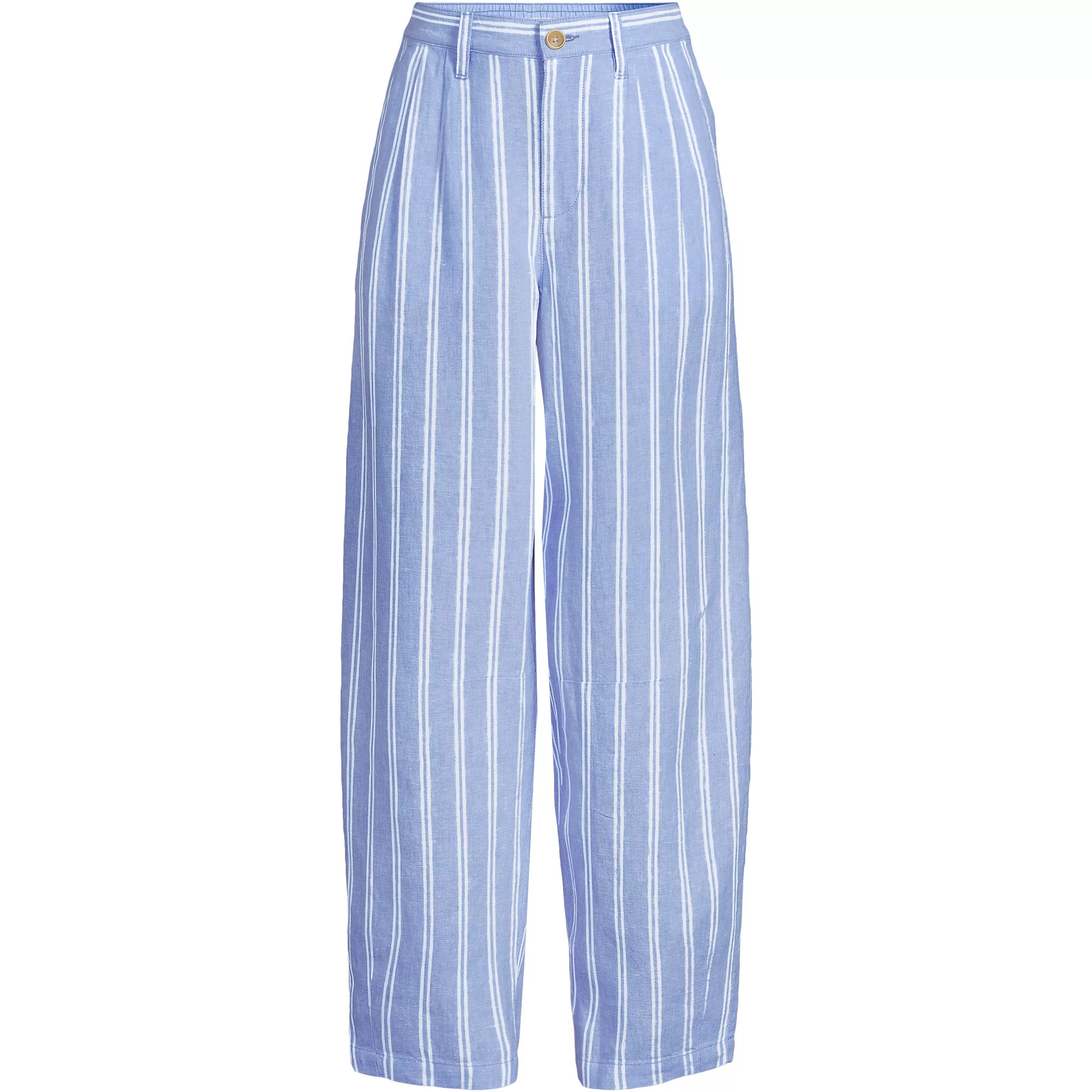 Women's Linen High Rise Pleated Barrel Leg Ankle Pants | Lands' End (US)