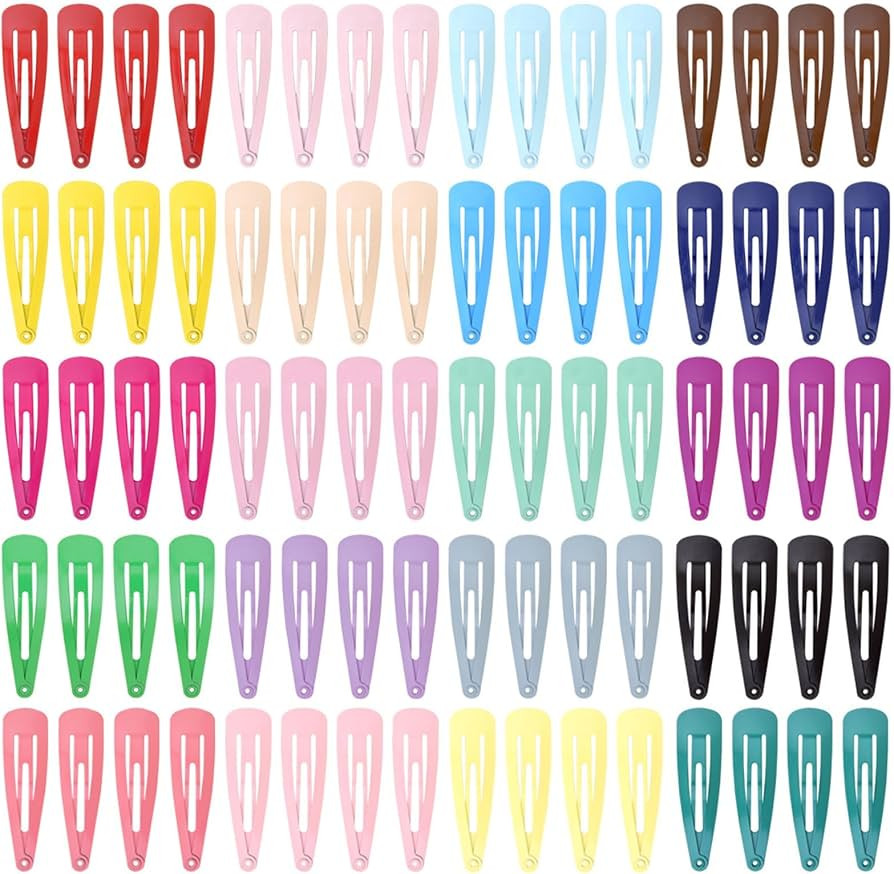 80 Pieces Colorful Snap Hair Clips for girls,2 Inch Metal Fastener Candy Curl Hair Clips - Vibran... | Amazon (UK)