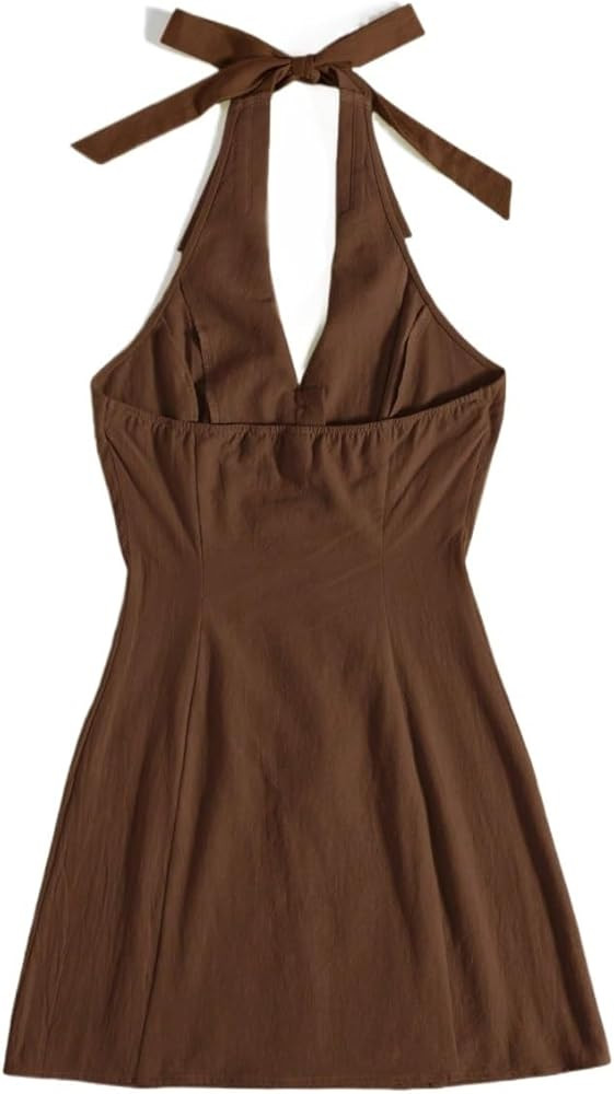 Summer Mini Dresses for Women 2024 Neck Single-Breasted Belted Dress | Amazon (US)