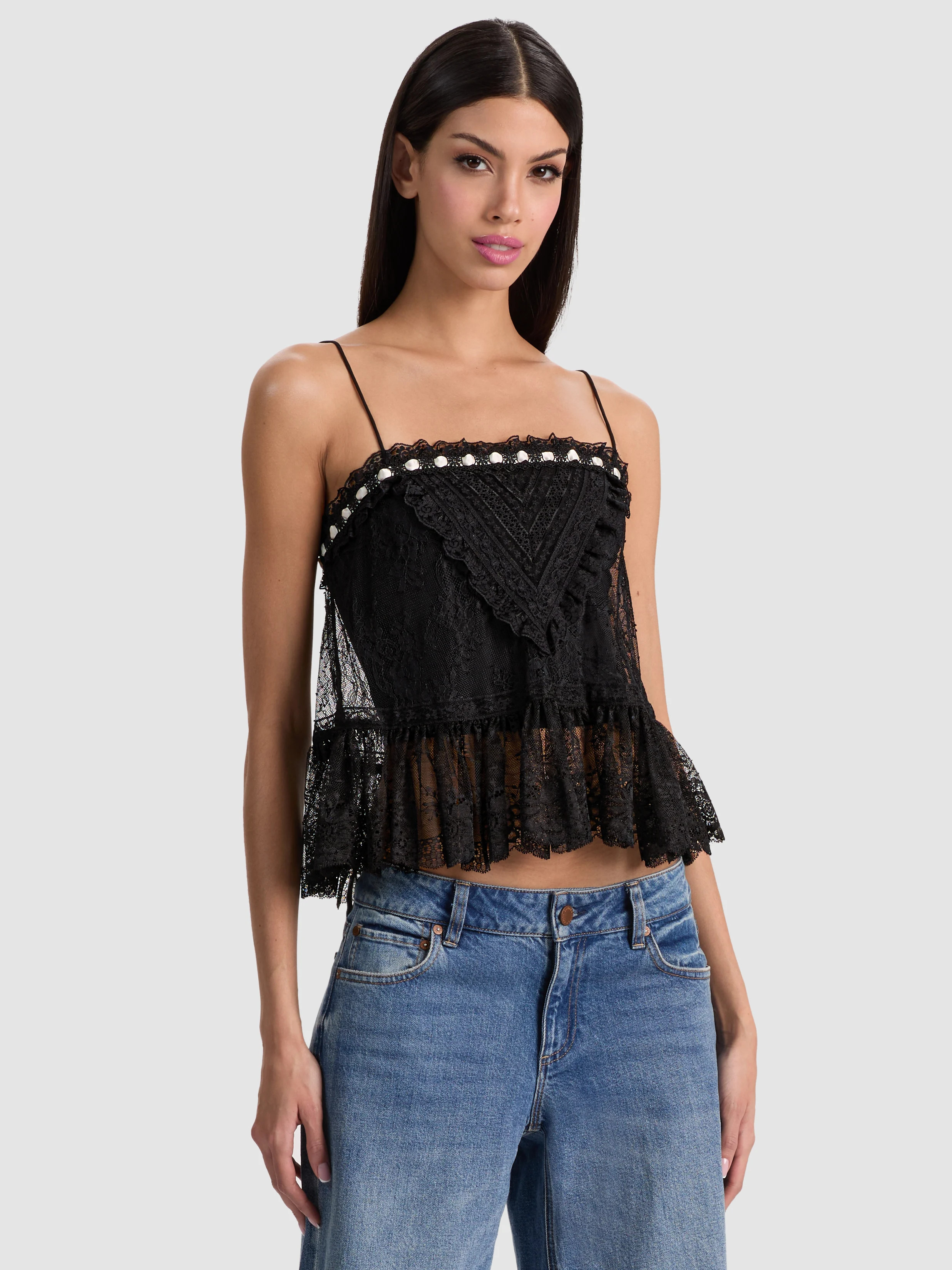 alice + olivia ALESSIA LACE TOP | Alice + Olivia