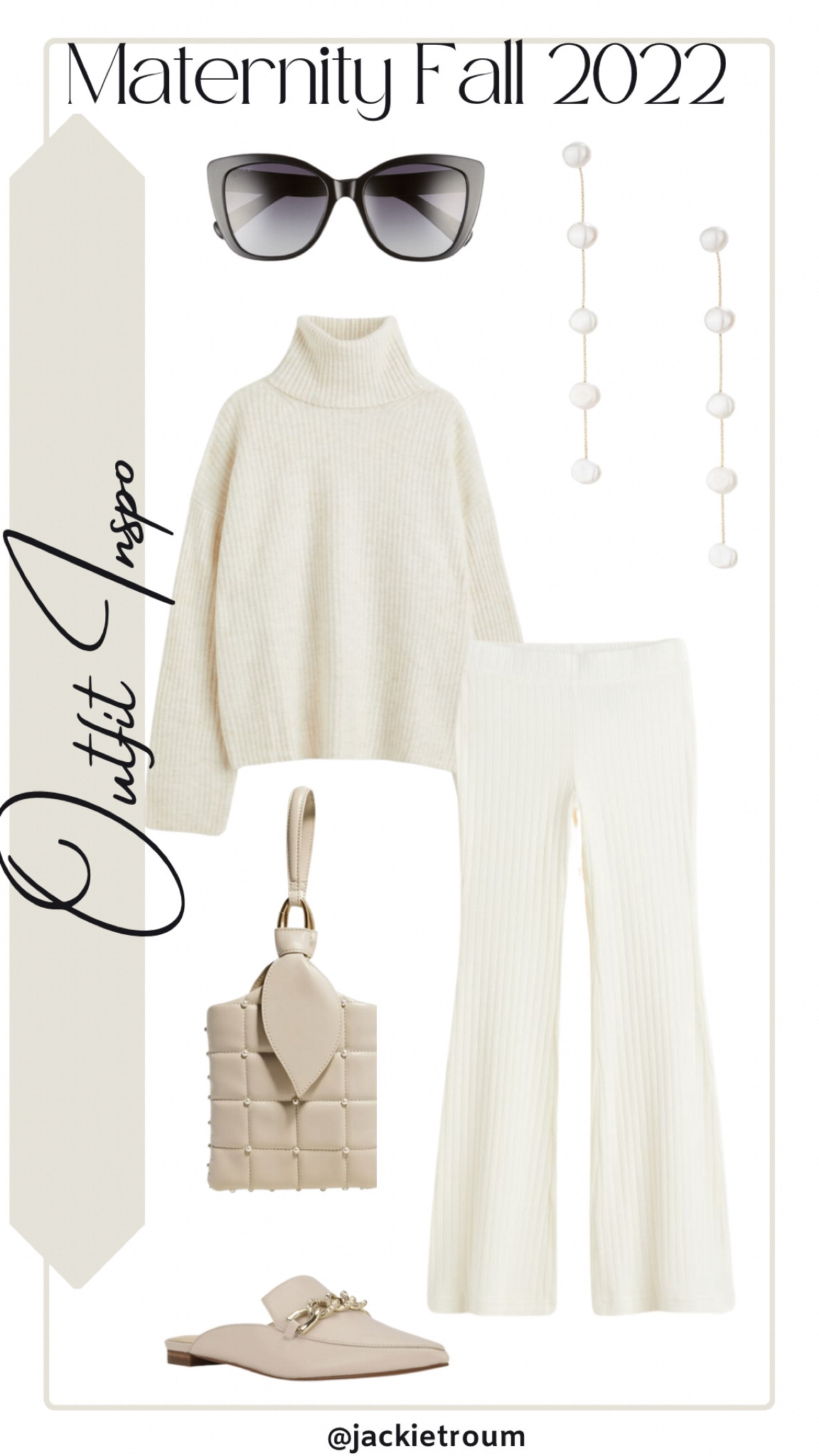 Fall 2022 Maternity Look

White Oversized Turtleneck & Ribbed Pants: H&M
Mules: Nine West
Leather Clutch: House of Want
Earrings: Ettika 
Sunglasses: DIFF

#LTKSeasonal #LTKbump #LTKunder100