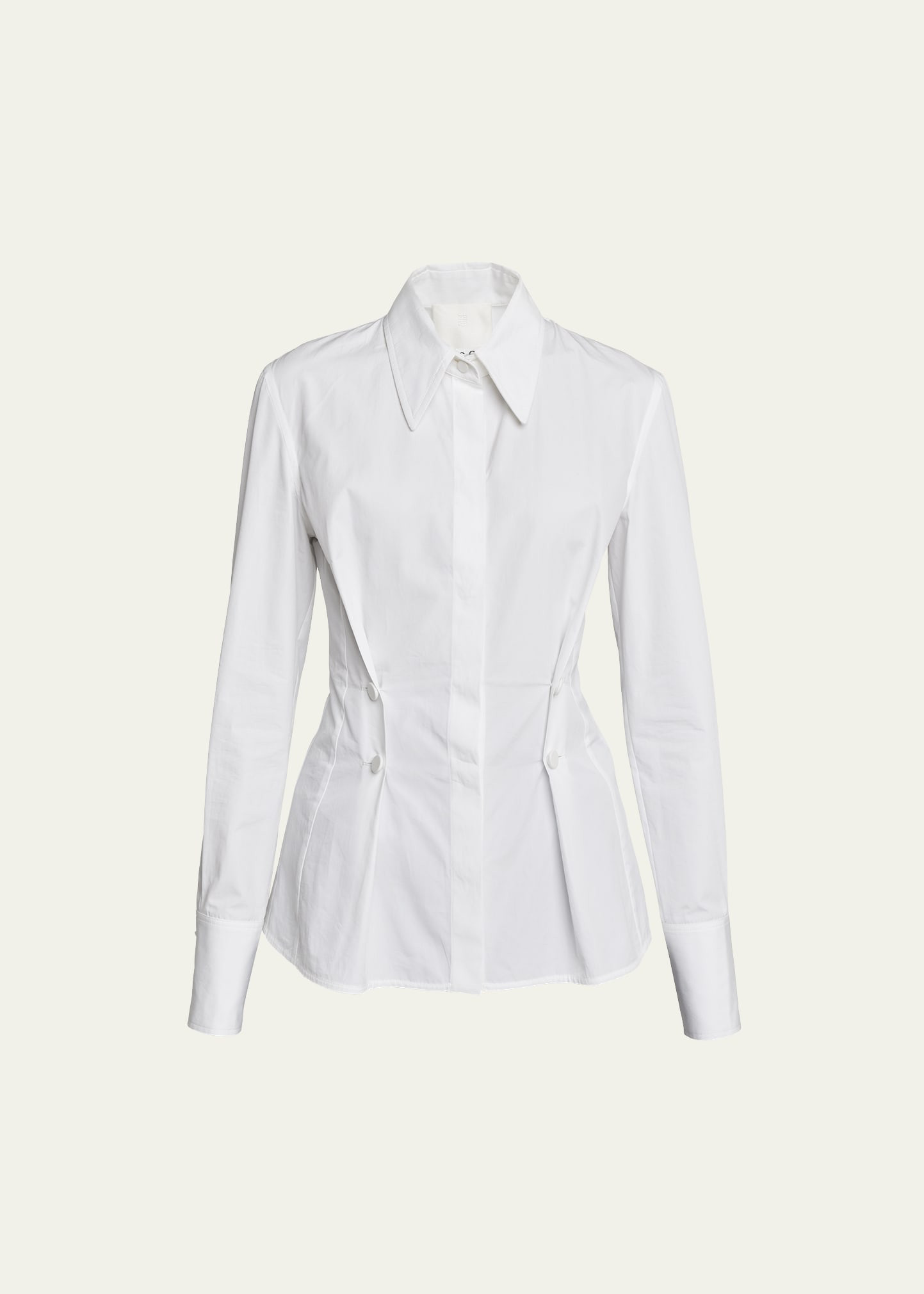 Givenchy Poplin Button-Front Shirt with Side-Pleated Detail | Bergdorf Goodman