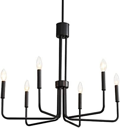 Black Chandelier, Dining Room Light Fixture, 6-Light Modern Farmhouse Chandeliers for Dining Room... | Amazon (US)