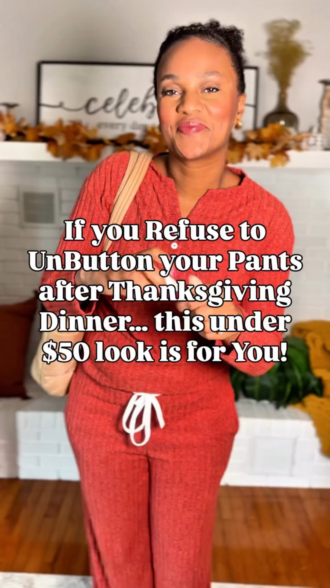 Comment LINK for this look! 

Thanksgiving is a contact sport in this house 😂
So yes…I need an outfit that lets me eat everything, stay cute, and still breathe.

This entire look is under $50 and 100% comfortable-girl approved.
No sucking in. No unbuttoning. No regrets.

Thanksgiving outfits, thanksgiving looks, comfortable sets, matching set, affordable looks, affordable fashion, midsize style, midsize fashion, Amazon outfits 
#thanksgivingstyle