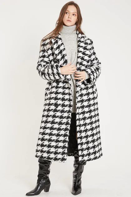 Jenny Houndstooth Long Maxi Coat | Storets (Global)