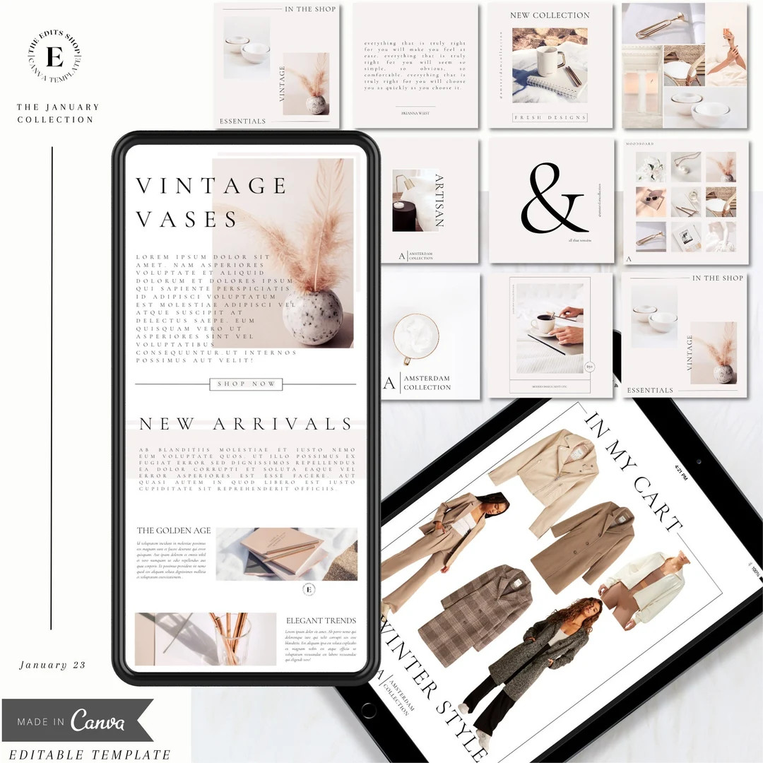 JANUARY COLLECTION Brand Kit Social Media Templates - Etsy | Etsy (US)