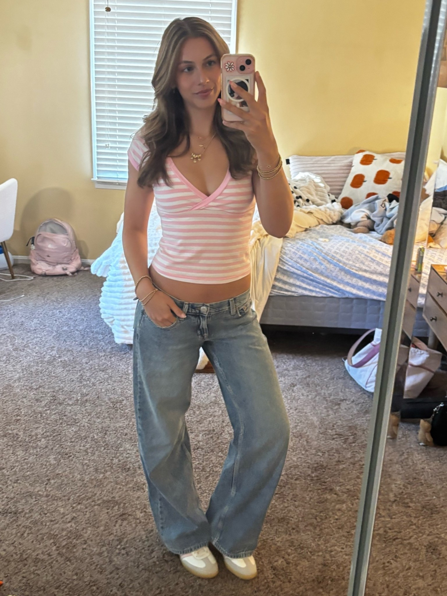Cute early fall outfit idea with stripes and jeans!

#falloutfits

#LTKgrwm #LTKootd #LTKSeasonal