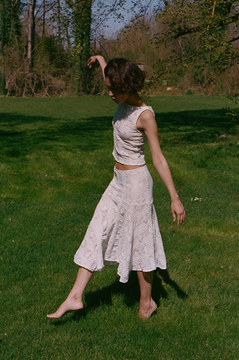 Maeve Midi Skirt | White | With Jean (US)