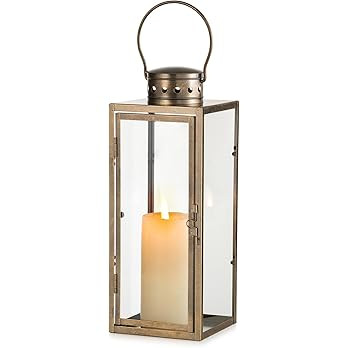 NUPTIO Large Lanterns Decorative Outdoor: 13.8 inches Tall Rustic Floor Metal Lantern with Glass ... | Amazon (US)