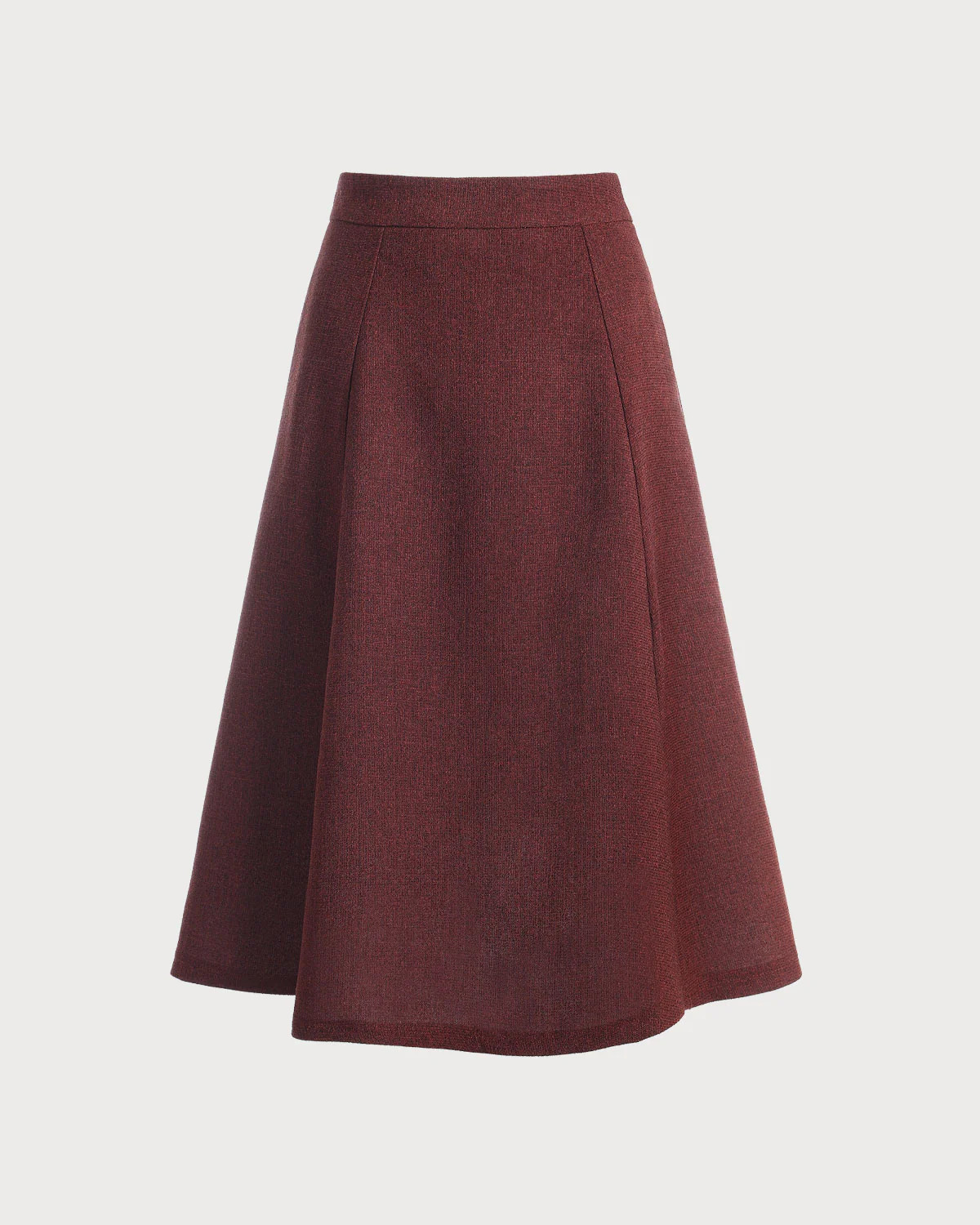 Burgundy High Waisted Tweed Skirt | rihoas.com