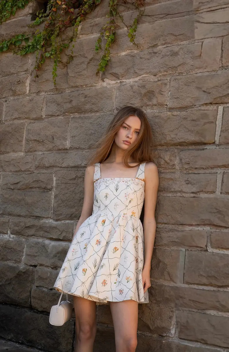 Amelia Floral Print Linen Blend Sundress | Nordstrom