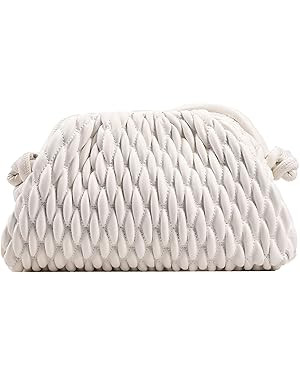ELDA Dumpling Bag for Women Quilted Clutch Handbag Cloud Purse Fashion Ruched Bag Handmade Leathe... | Amazon (US)
