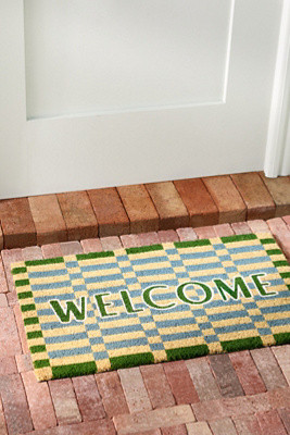 Checkered Welcome Coir Printed Doormat | Anthropologie (US)