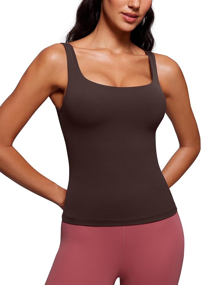 CRZ YOGA Butterluxe Workout Tank Tops for Women U Neck Padded Crop Tops Athletic Camisole Tops wi... | Amazon (US)