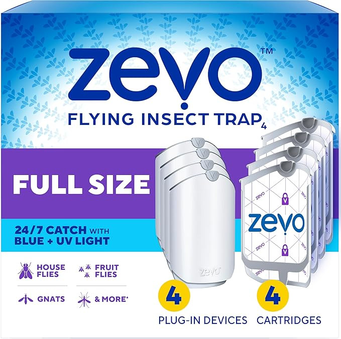 Zevo 4 Flying Insect Traps & 4 Cartridges - Plug In Fly Trap & Indoor Bug Catcher for Gnats, Hous... | Amazon (US)