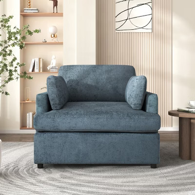 Modern Blue Accent Sofa Chair with Dual-Layer Cushion, Oversized Neutral Accent Chair for Living Room, Bedroom, or Apartment-Panipeachy | Target