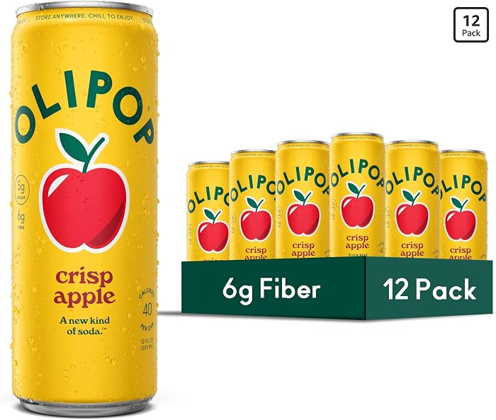 OLIPOP 6g Fiber Prebiotic Soda, Crisp Apple, 12 fl oz, 12Pack Skinny | Amazon (US)