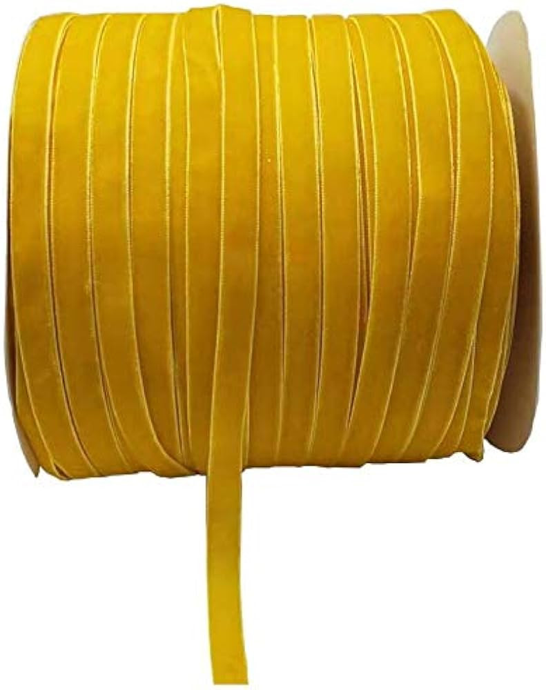 10 Yards Velvet Ribbon Spool (Yellow, 3/8") | Amazon (US)