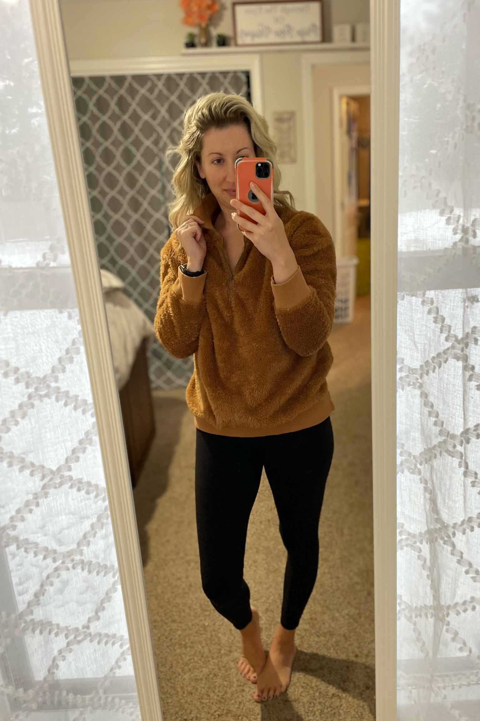Cozy mama fit 
(Similar top linked below) 