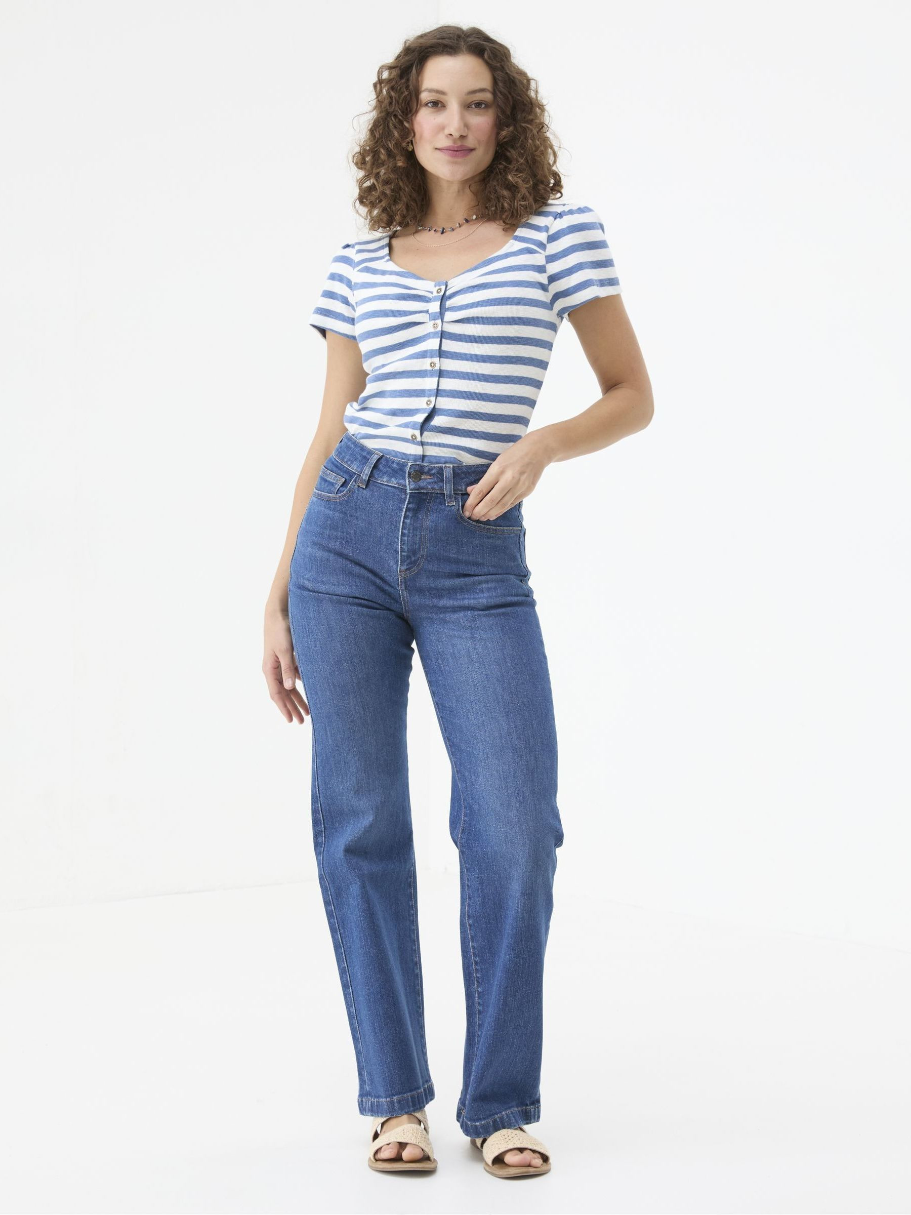 Elise Indigo Blue Wide Leg Jeans | FatFace | Fat Face