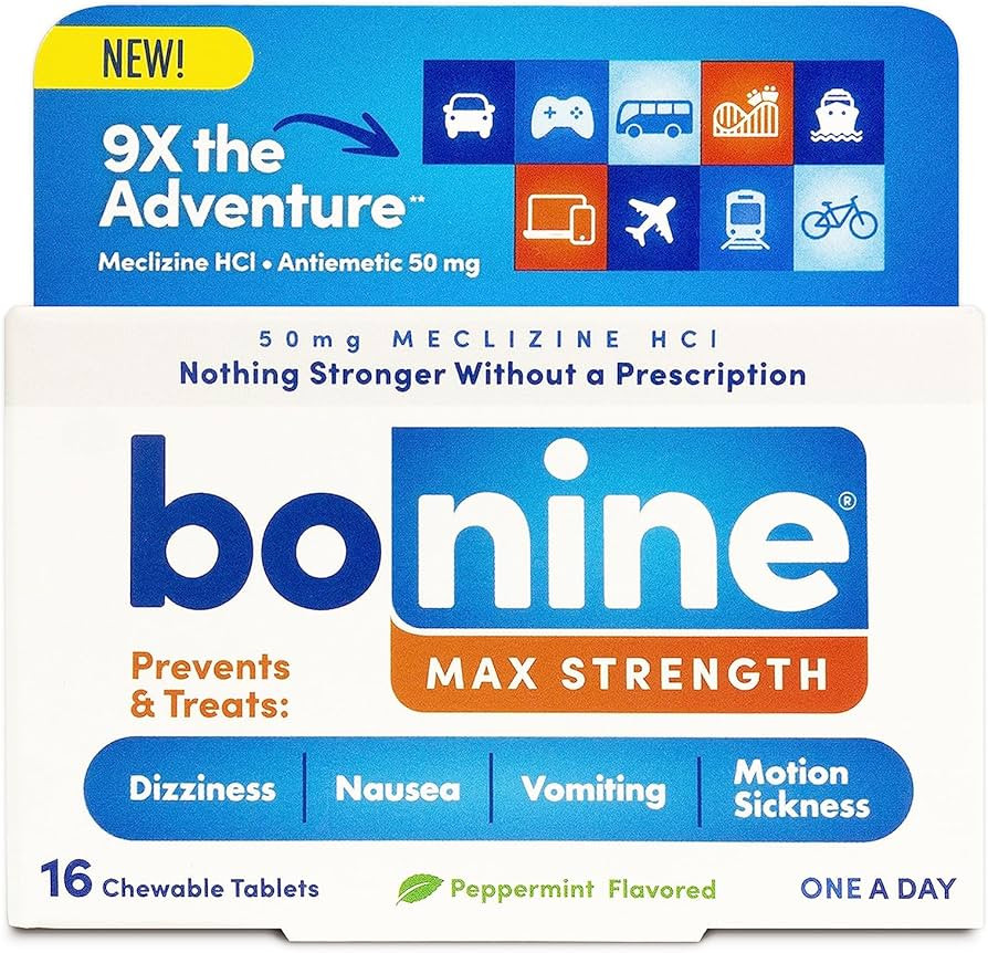 Bonine MAX Chewable for Motion Sickness Relief - with Meclizine HCL 50mg - Max Strength Formula t... | Amazon (US)