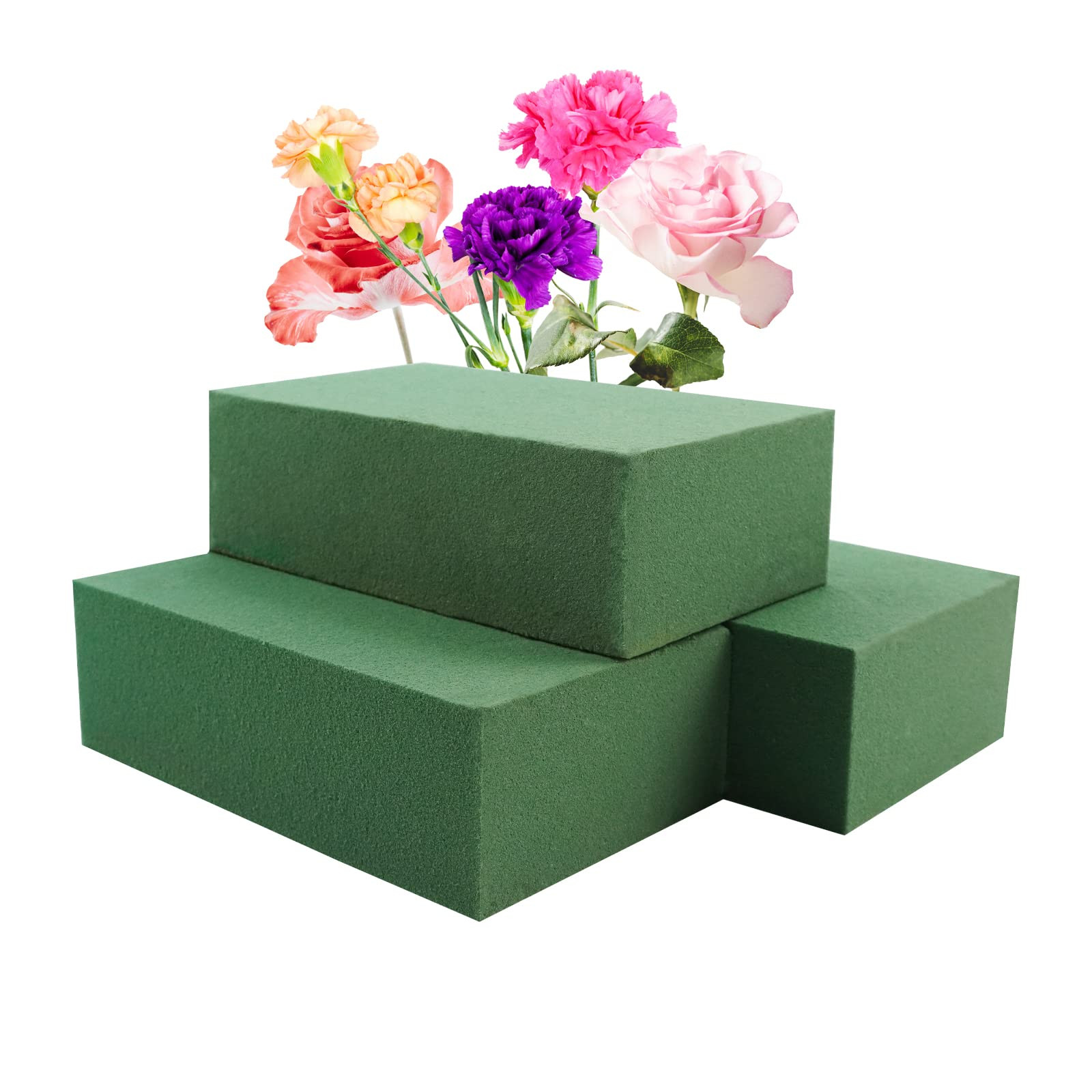 3Pcs Floral Foam Blocks,Green Wet Dry Flower Foam Plant Foam for Fresh & Artificial Flower Arrang... | Amazon (US)