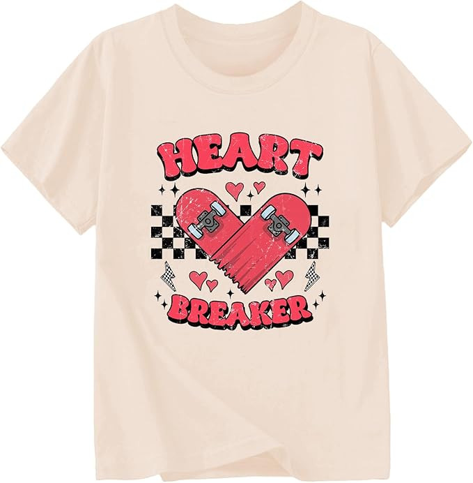 Toddler Boys Valentine's Day Shirt Retro Love Heart T-Shirt Kids Valentines Tees 2-10 Years | Amazon (US)