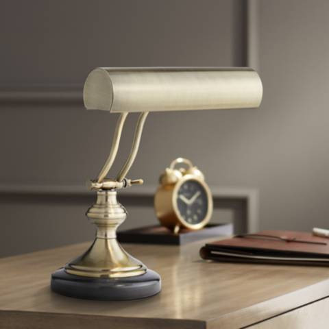 Regency Hill 12" Antique Brass and Marble Banker's Piano Desk Lamp - #46393 | Lamps Plus | Lamps Plus