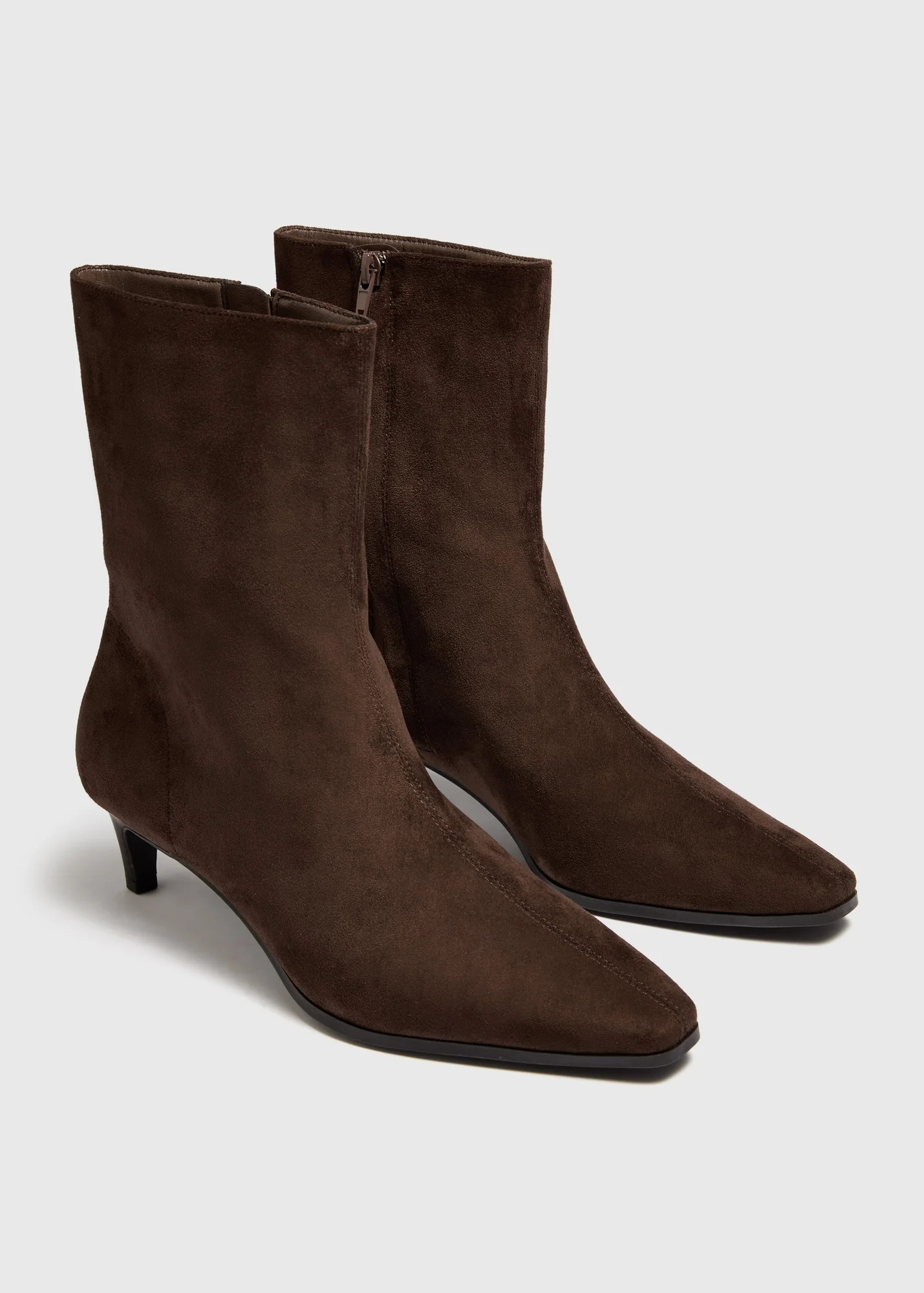 Chocolate Brown Faux Suede Peg Heel Ankle Boots | Matalan (UK)