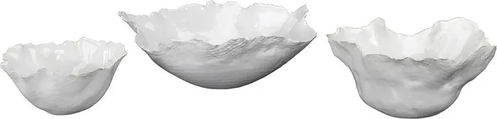 Fleur Ceramic Bowls - White Ceramic - Set of 3 | Nordstrom Rack