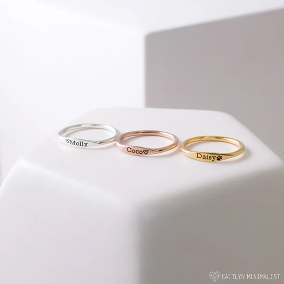 Dainty Name Ring • Custom Delicate Stacking Ring • Personalized Gift for New Mom • Baby Sho... | Etsy (US)