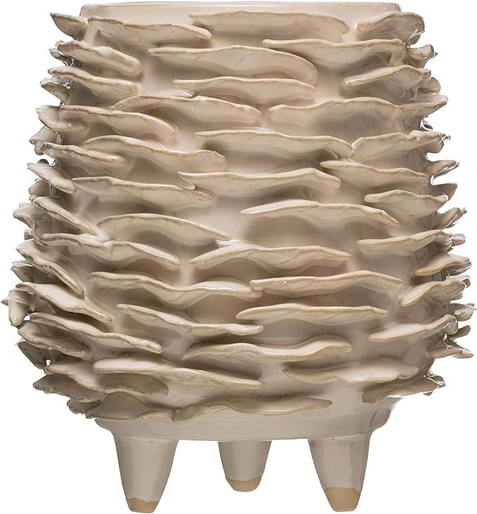 Creative Co-op 8.25" Stoneware Footed Vases, Cream | Amazon (US)