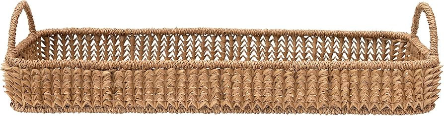 Creative Co-Op Decorative Hand-Woven Buri Palm Tray with Handles, Natural | Amazon (US)