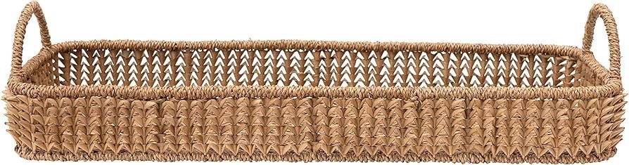 Creative Co-Op Decorative Hand-Woven Buri Palm Tray with Handles, Natural | Amazon (US)