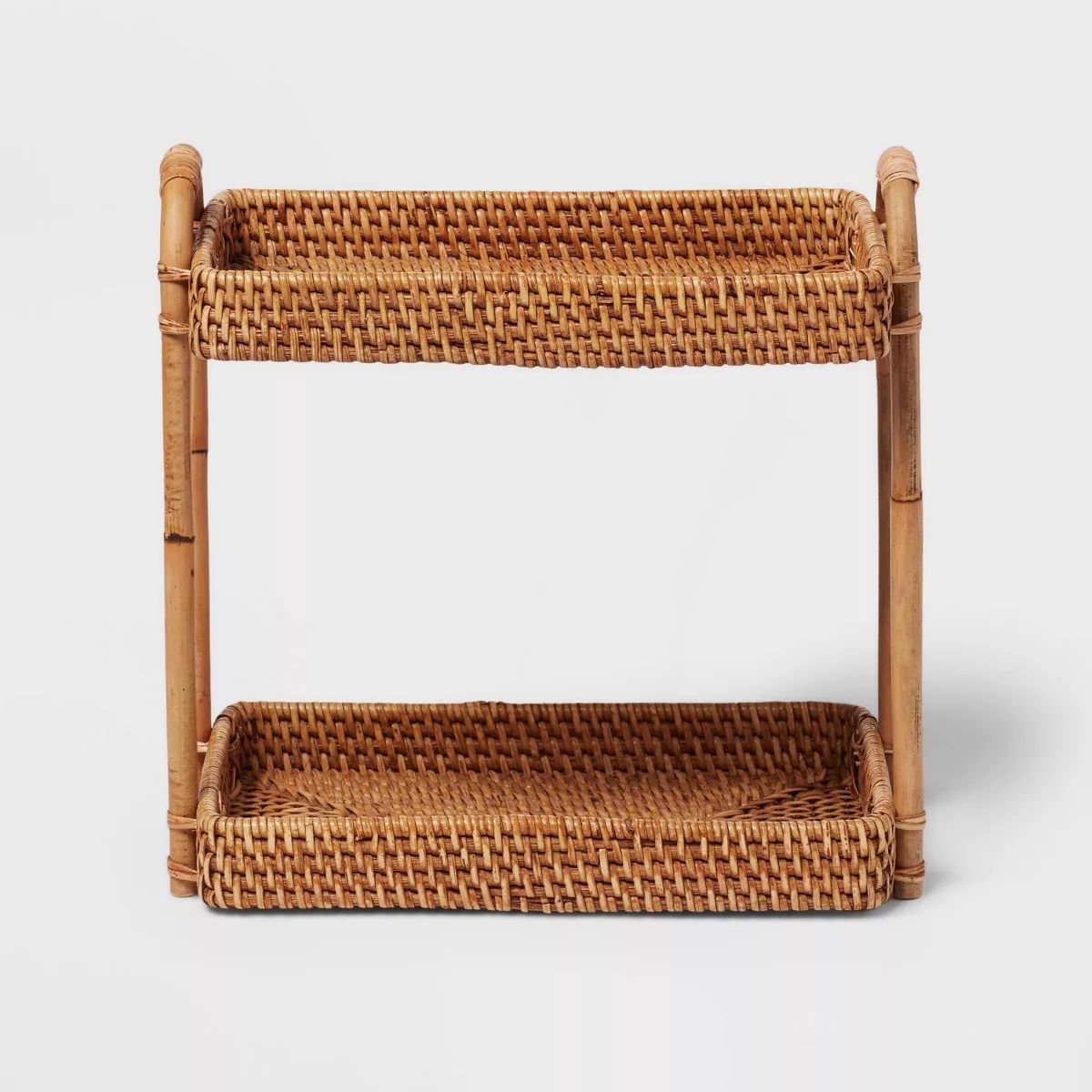 Natural Woven Tiered Vanity Bathroom Tray - Threshold™ | Target