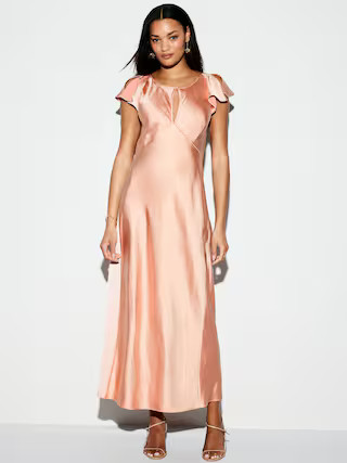 The Occasion by Old Navy Flutter-Sleeve Keyhole Satin Maxi Dress | Old Navy (US)