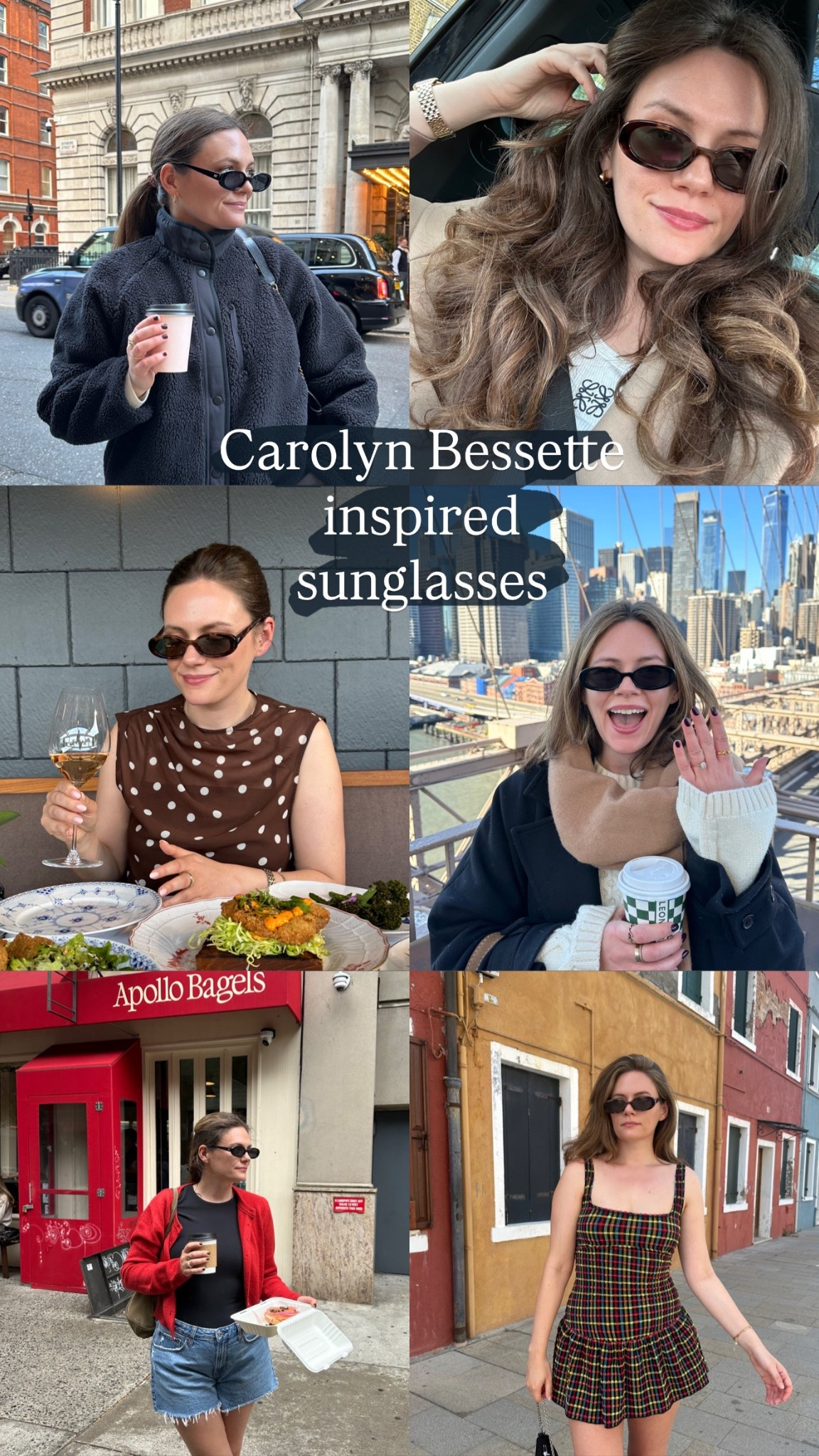 Carolyn Bessette inspired sunglasses - love story - JFK jnr - 90s minimalism - 90s fashion - 