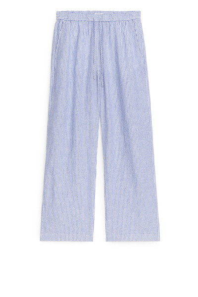 Linen Drawstring Trousers – Blue/White – Women – ARKET GB | Arket UK