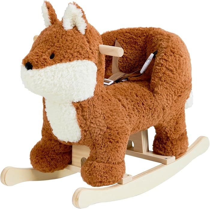 labebe - Baby Rocking Horse, Brownish Red Fox Rocking Horse with Seat Belt, Plush Animal Rocker f... | Amazon (US)