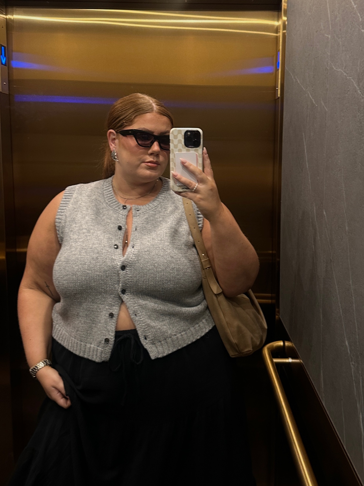 Plus size outfit of the day! This grey sweater vest done up would be super cute for any work wear office outfit 

Wearing an XXL in the top and 3X on the bottom

#LTKworkwear #LTKplussize #LTKmidsize